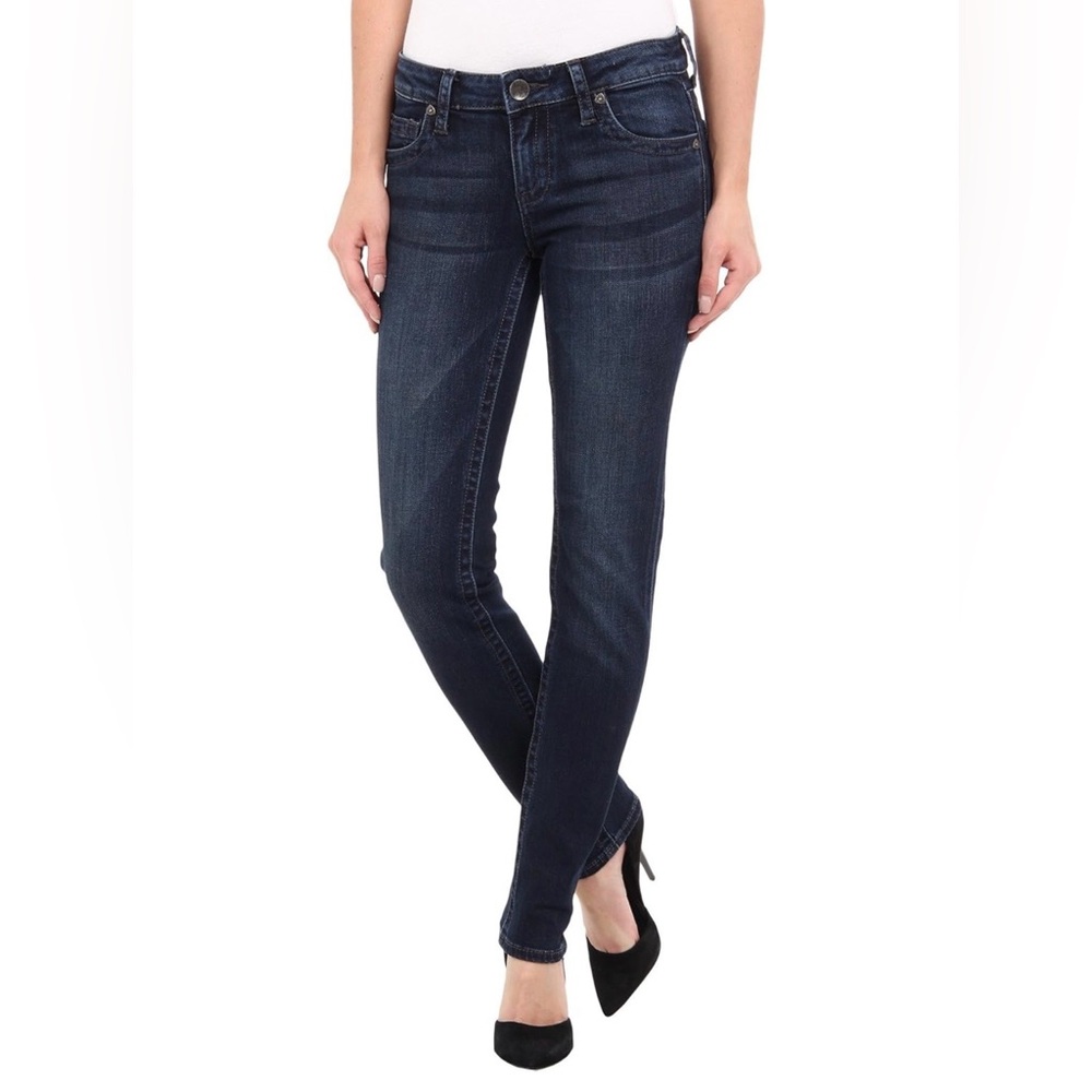 Kut from the Kloth Stevie Straight Leg Dark Wash Blue Jeans Mid Rise Classic